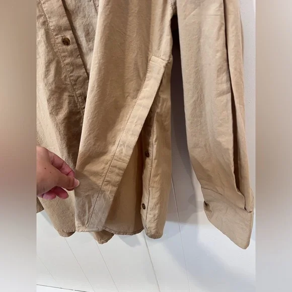 Scotch & Soda Oversized Button-Down Long-sleeved Tan Neutral Shirt Sz‎ Large NWT - Picture 10 of 11